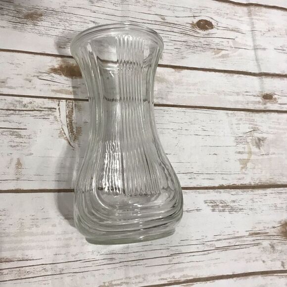 Vintage Hoosier Clear Glass Vase Lyre Ribbed 4086-B - Picture 9 of 11